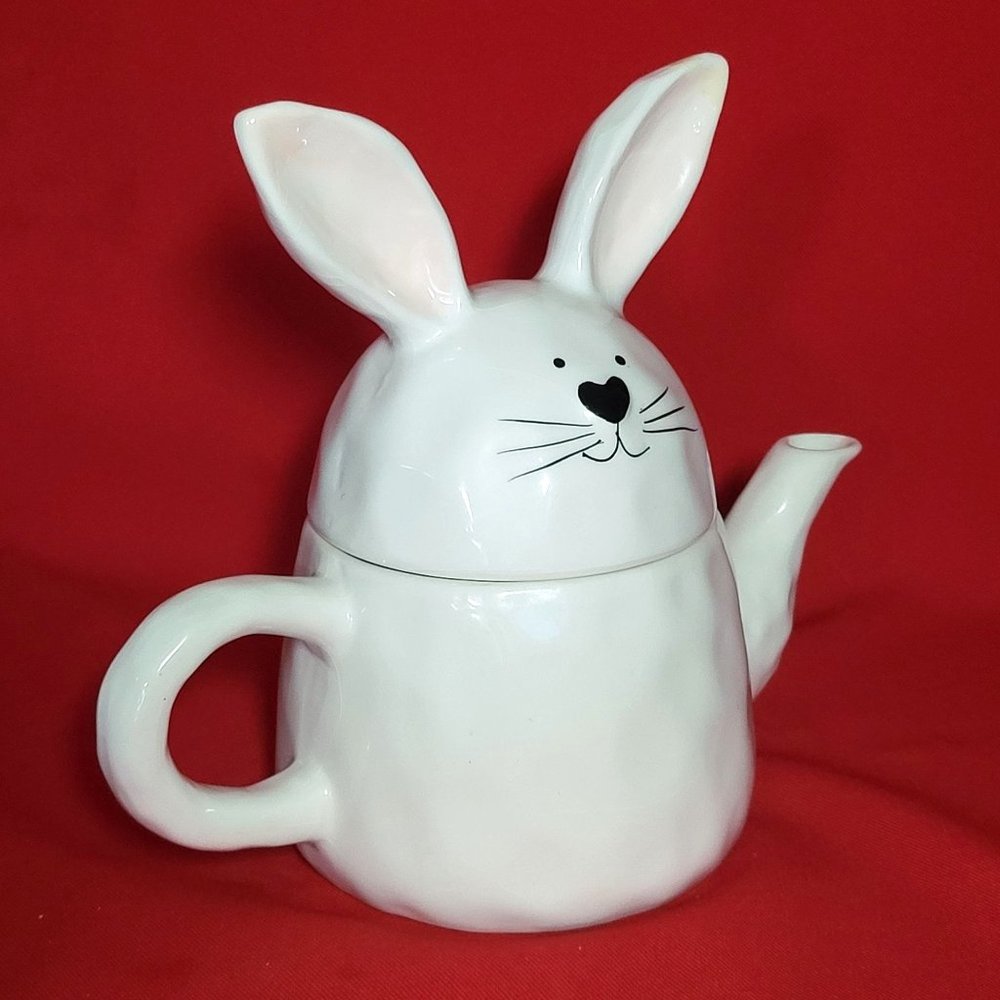 Whimsical Cupboard Bubby Rabbit Teapot White